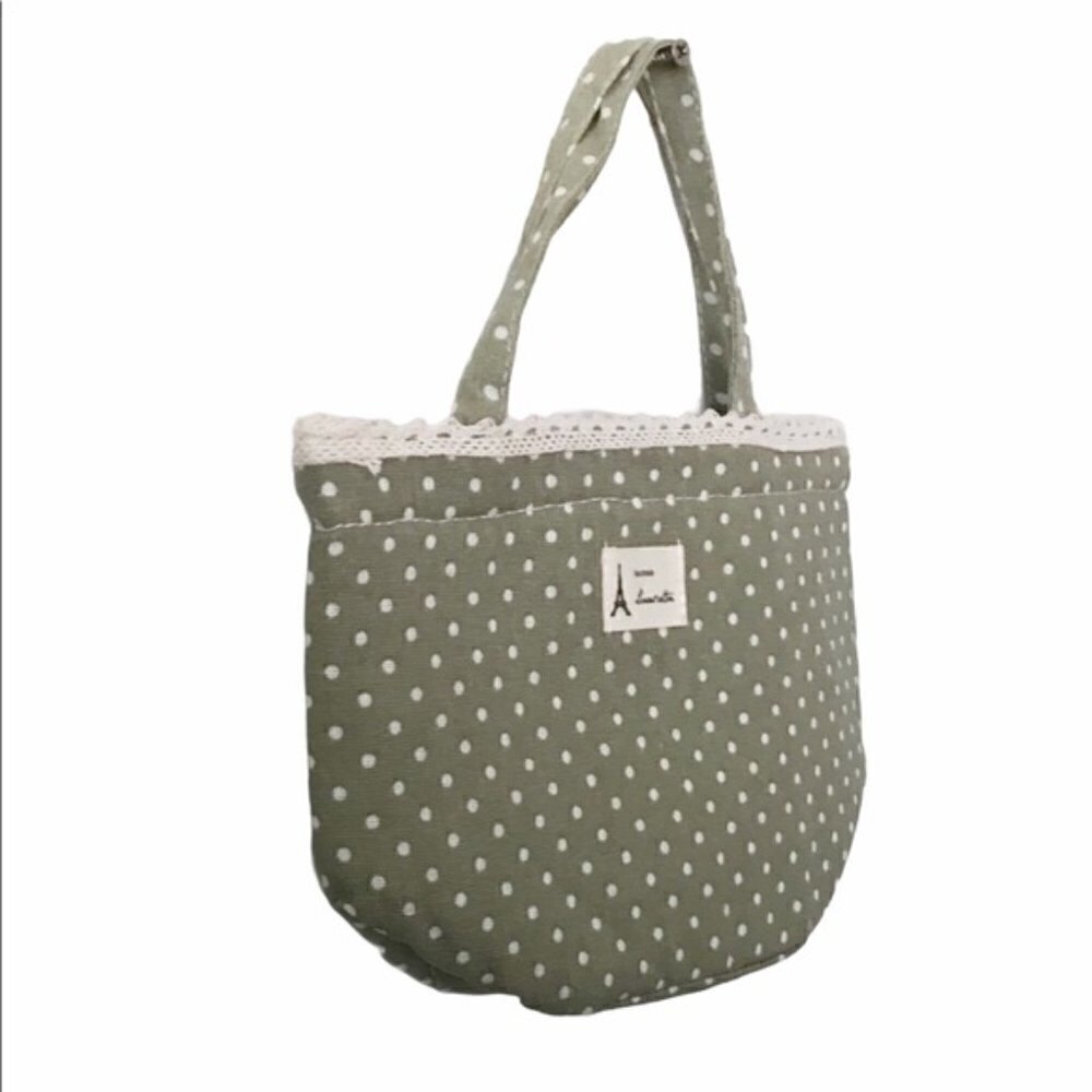 Mini Handmade Collapsible Green Bucket Bag - Picture 5 of 9
